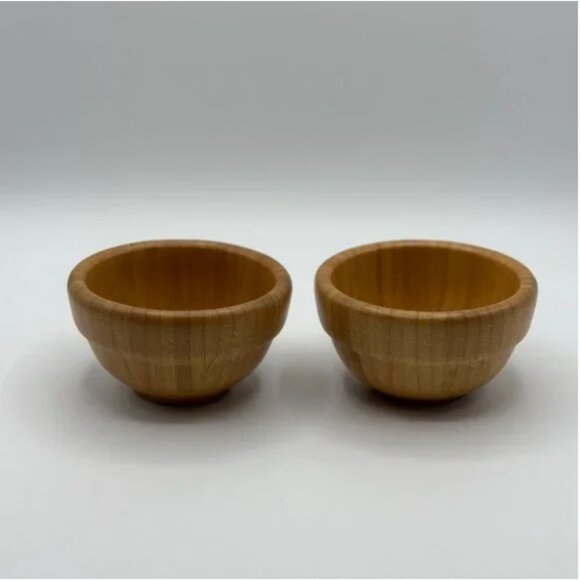 Pair of Pampered Chef Bamboo Party Snack Bowls - Picture 1 of 5
